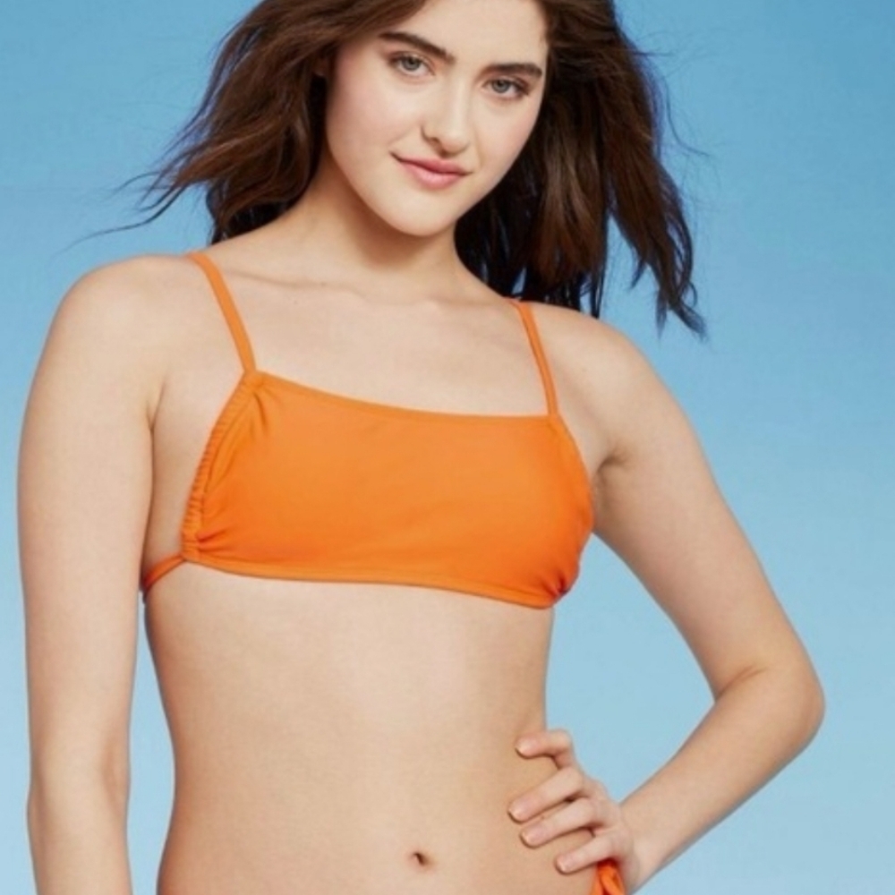 wild fable Orange Bandeau Bikini Top and Bottom Set